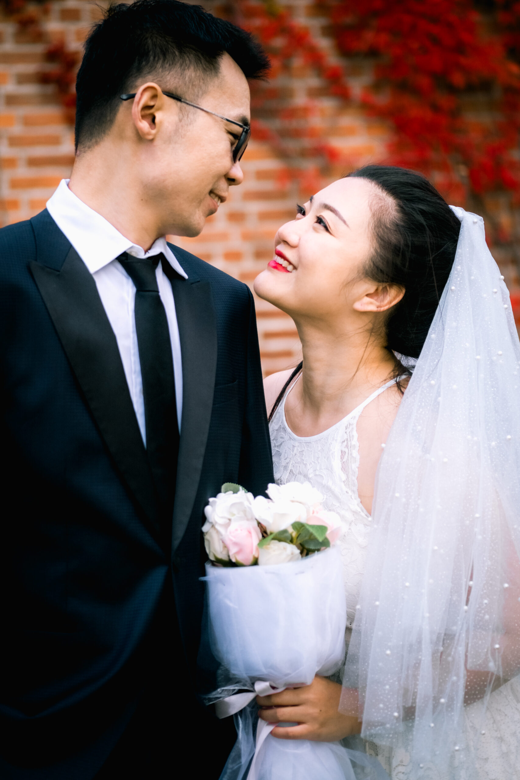 Bride and groom intimate portrait