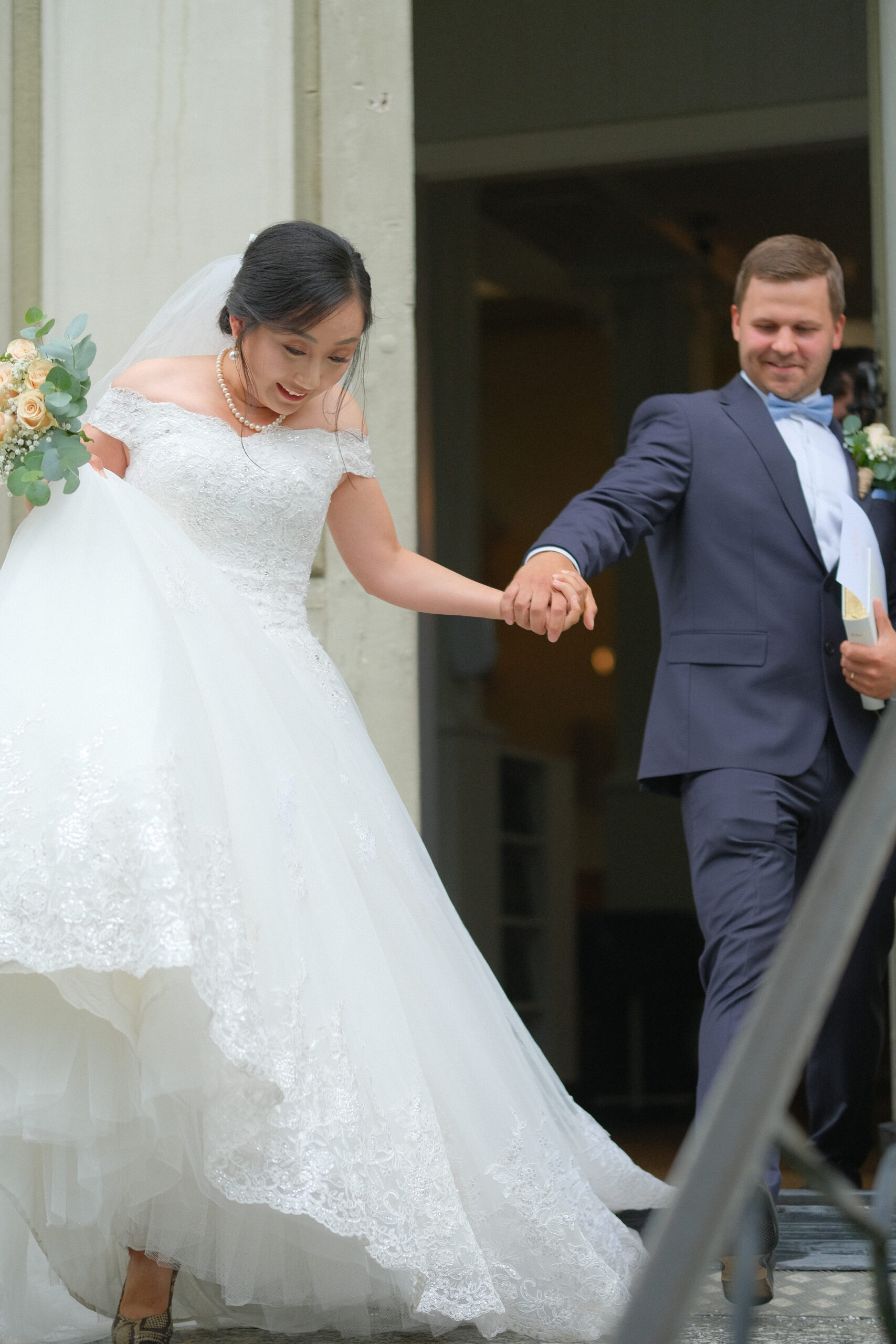 Wedding couple ceremony exit